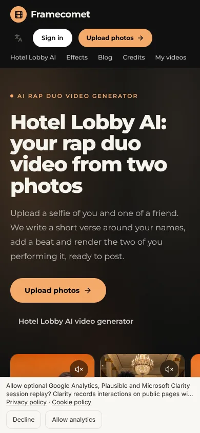 AI Rap Duo Video Generator: Hotel Lobby AI Rap From Photos thumbnail 2
