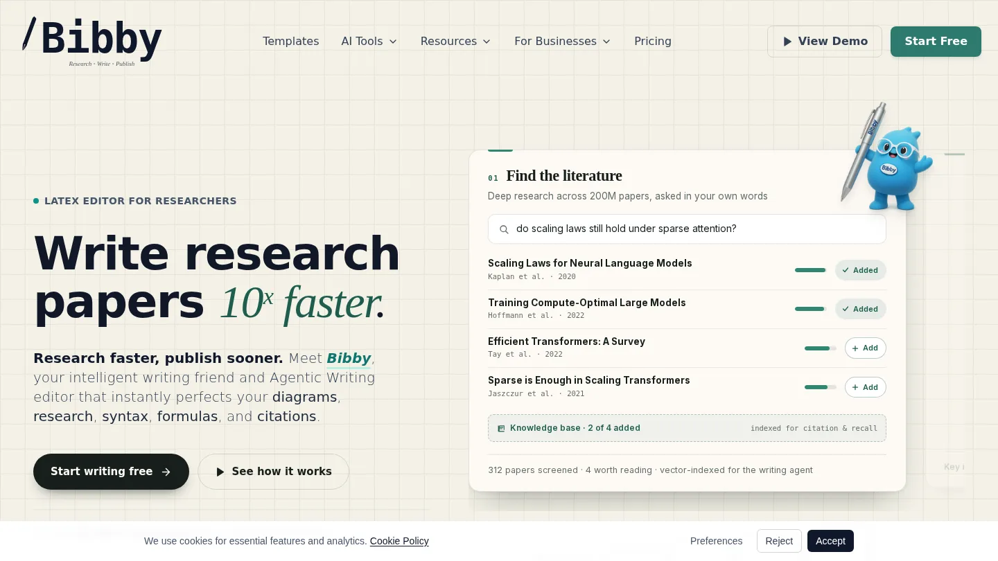 Bibby AI - AI LaTeX Editor for Researchers screenshot