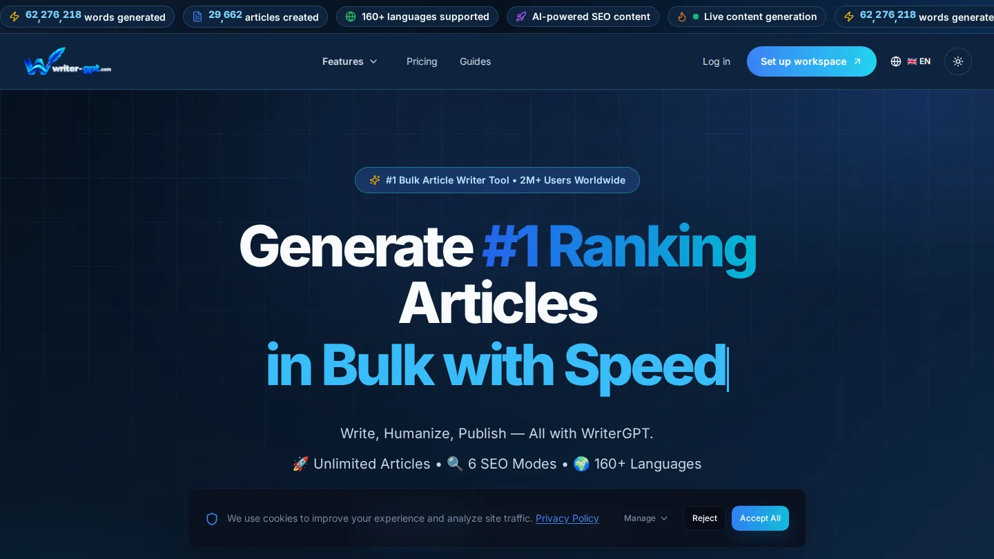 Bulk Article Writer GPT | Generate 100+ SEO Articles in Minutes screenshot