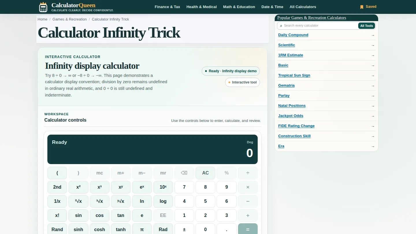 CalculatorQueen Infinity Trick Lab screenshot