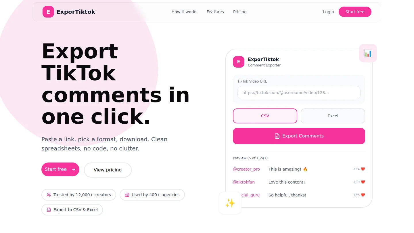 ExporTiktok - Export TikTok Comments to CSV & Excel screenshot