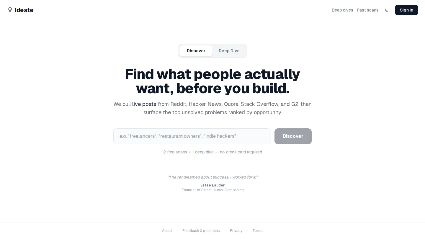 Ideate — Validate your idea before you build. screenshot