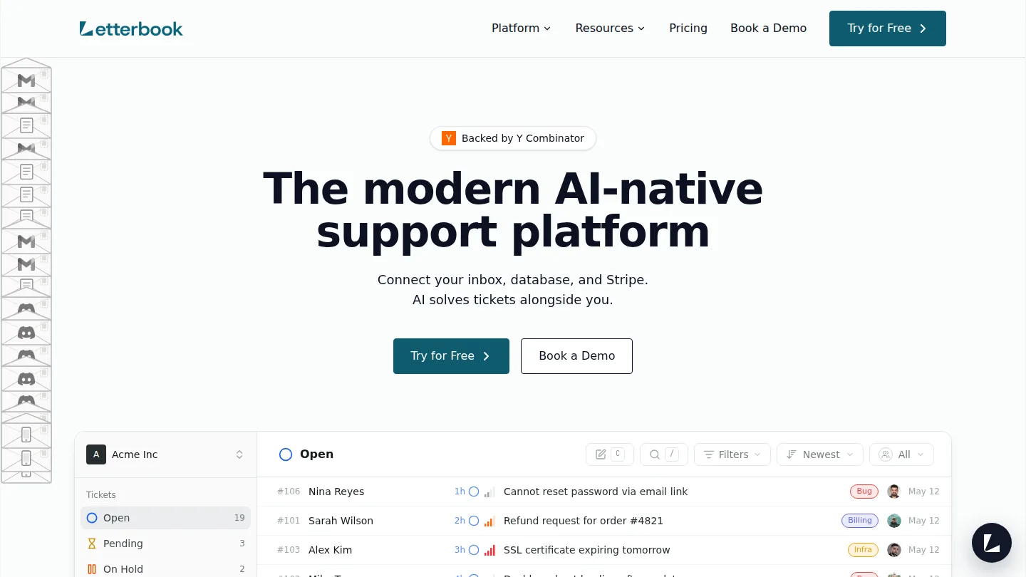 Letterbook — AI-Native Customer Support screenshot