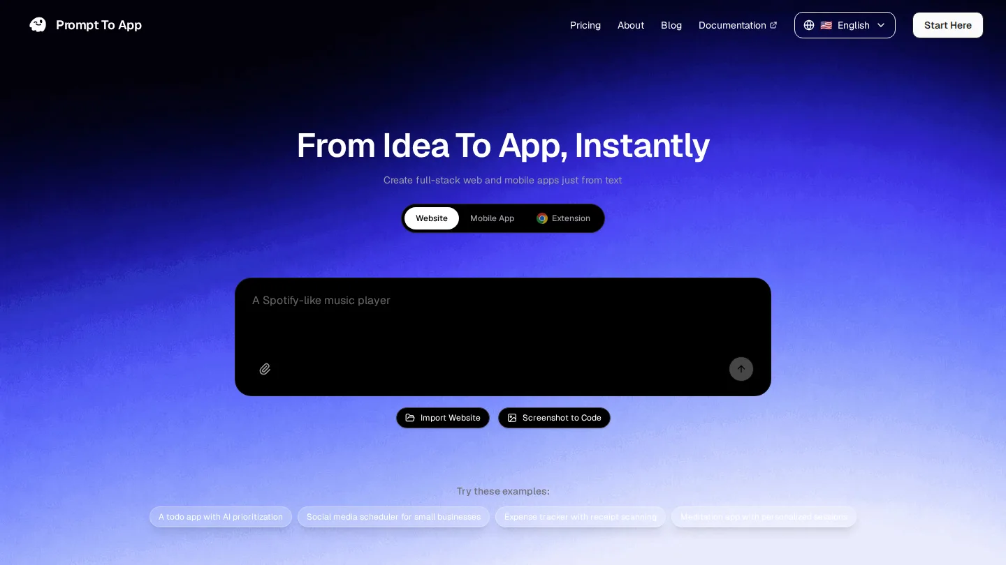 Prompt To App - AI App Builder screenshot