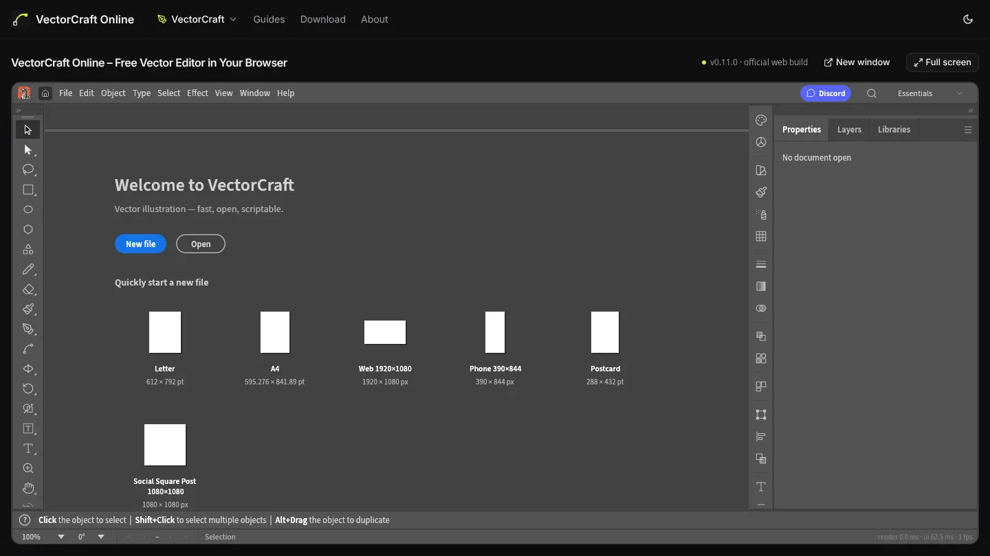 VectorCraft Online – Free Illustrator Alternative, No Install screenshot 1