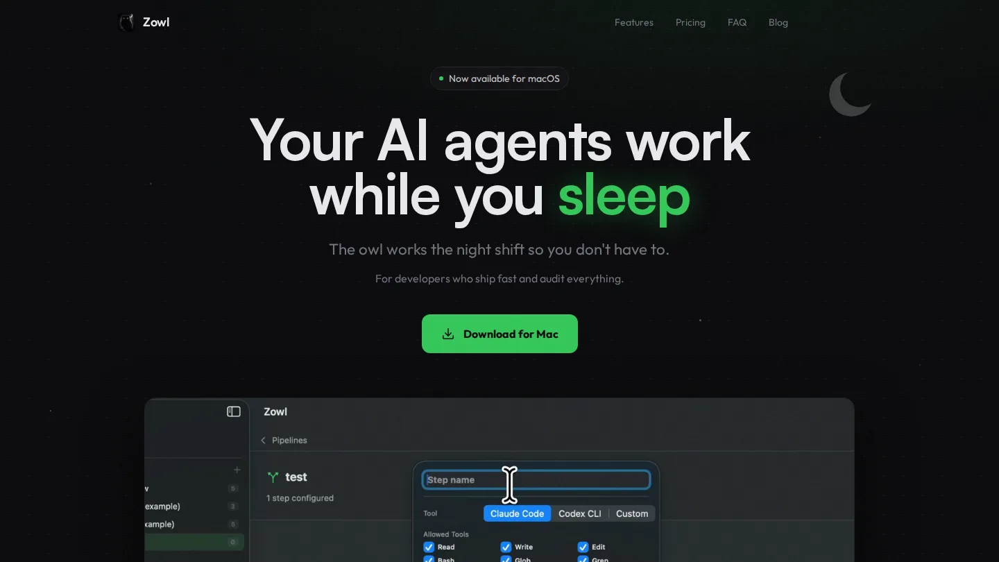Zowl — Ship code overnight screenshot
