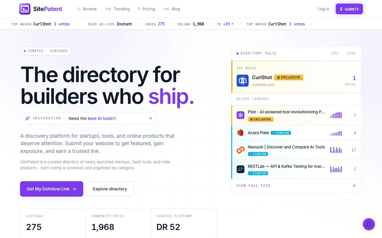 SitePatent screenshot